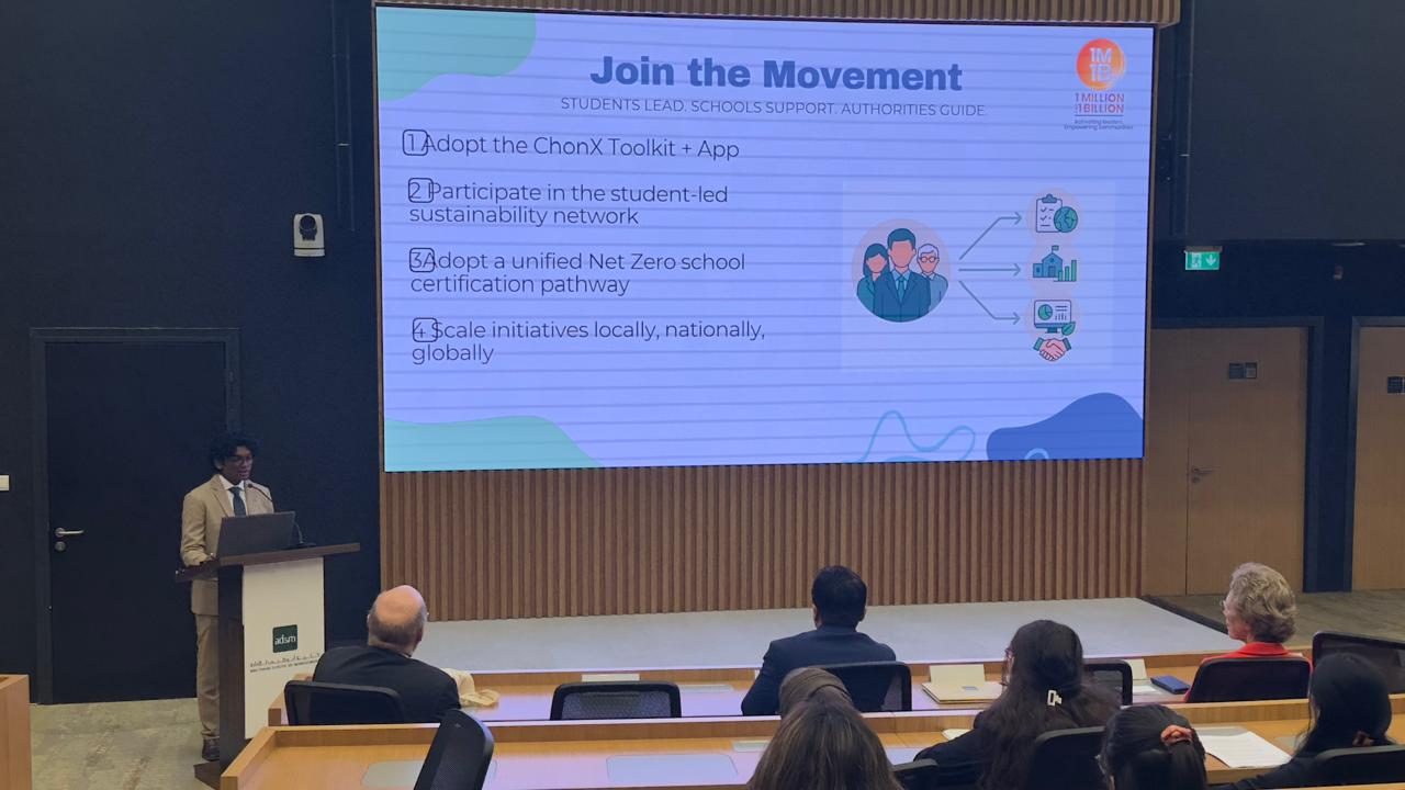 Hrithik Manikandan presenting the Join the Movement slide on adopting the ChonX toolkit and app