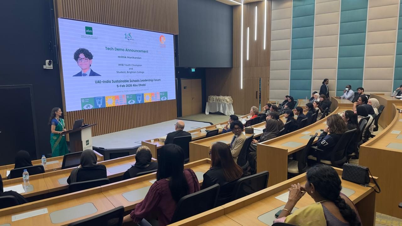 Tech demo announcement for Hrithik Manikandan at the UAE–India Sustainable Schools Leadership Forum